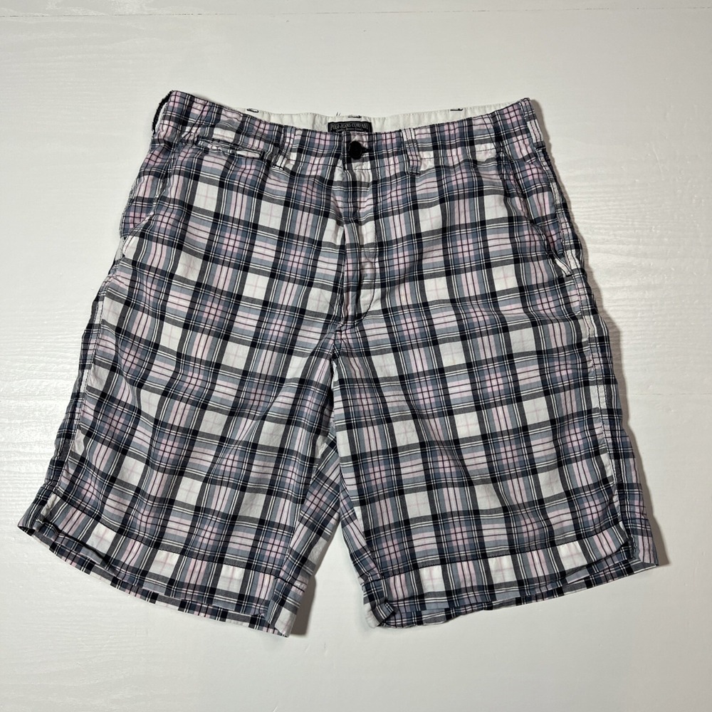 Polo Jeans Co Vintage Plaid Shorts Pink Blue 10 Inch Inseam Mens 33